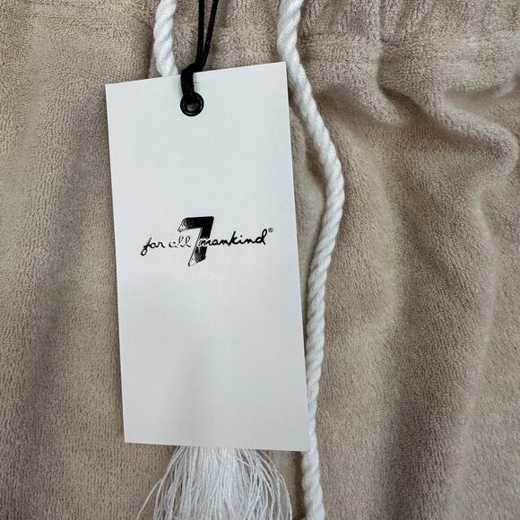 7 For All Mankind Lounge Shorts WMNS M Tan Drawstring 100% Polyester Lightweight - Picture 5 of 7